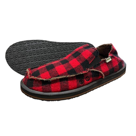 Sanuk Men\'s Donny Red Plaid Buffalo Sherpa Lined Chill Slip-On Loafer  12  NWOT main image 8